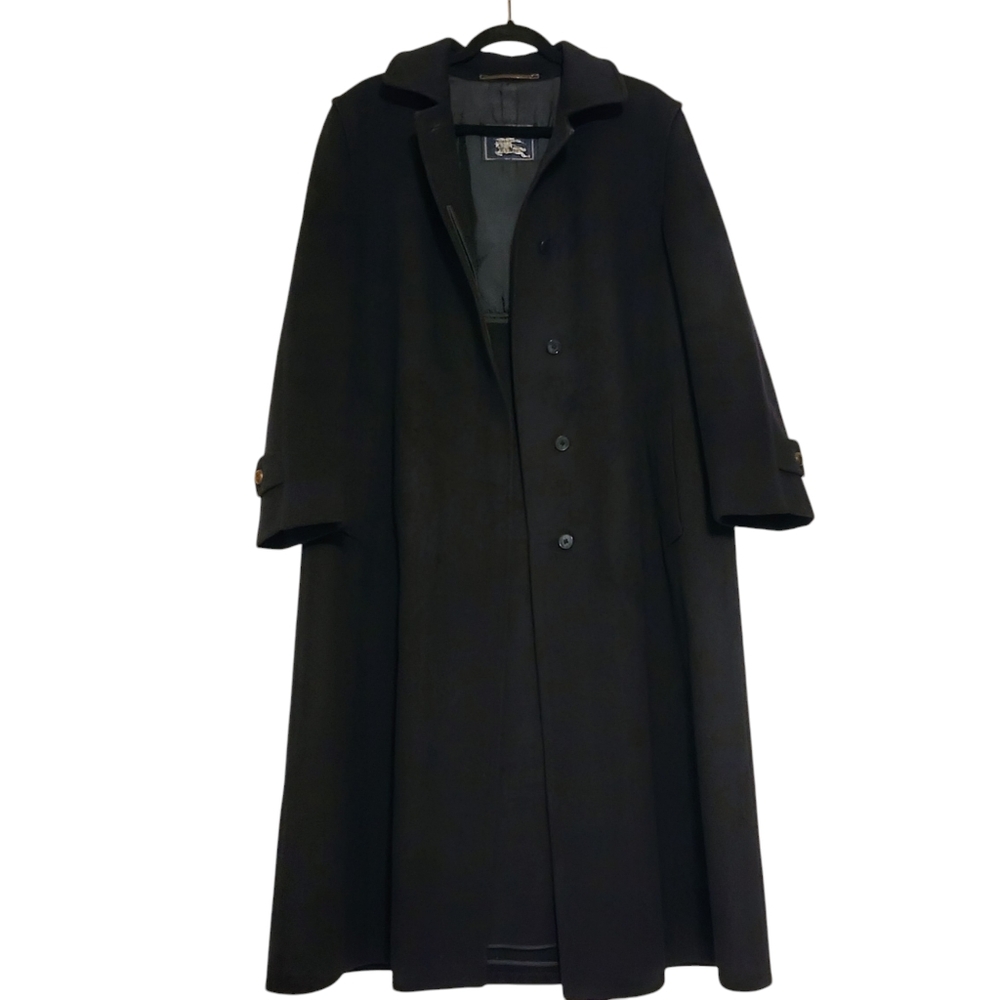 Vintage Burberry Navy Blue Wool Church Coat w/ Detachable Inner Layer size 12